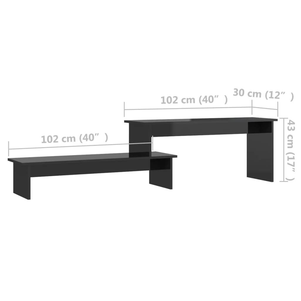 vidaXL TV Stand High Gloss Black 70.9"x11.8"x16.9" Engineered Wood