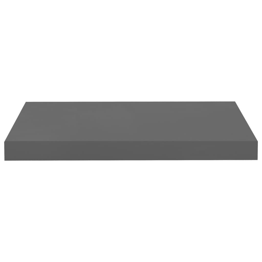 vidaXL Floating Wall Shelves 2 pcs High Gloss Gray 19.7"x9.1"x1.5" MDF