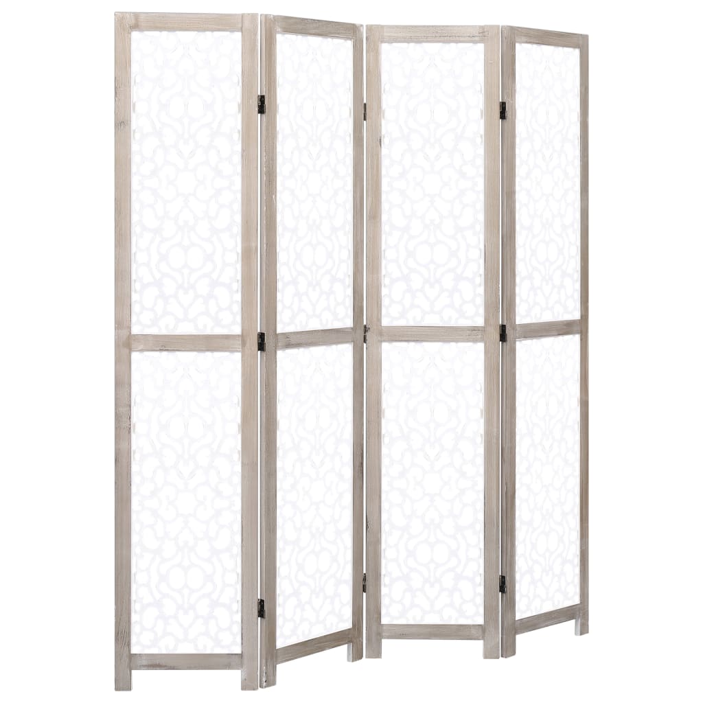 vidaXL 4-Panel Room Divider White 55.1"x65" Solid Wood