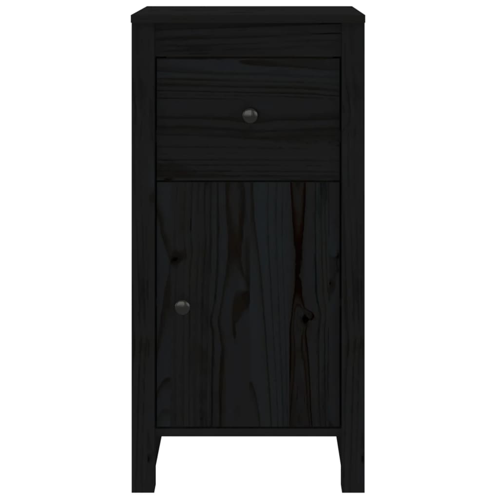 vidaXL Sideboards 2 pcs Black 15.7"x13.8"x31.5" Solid Wood Pine