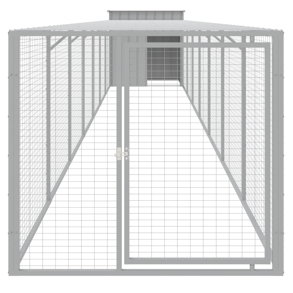 vidaXL Chicken Cage with Run Light Gray 43.3"x320.1"x43.3" Galvanized Steel