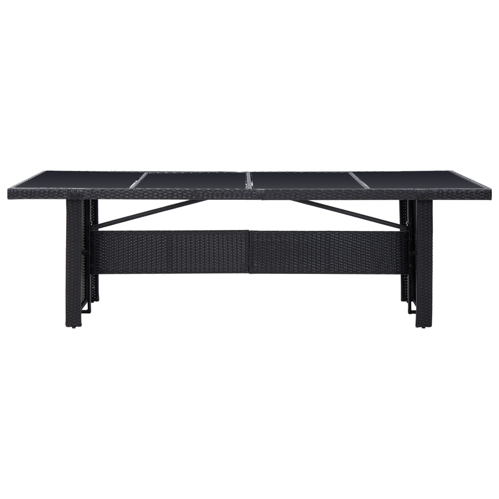 vidaXL Patio Table Black 94.5"x35.4"x29.1" Poly Rattan and Glass
