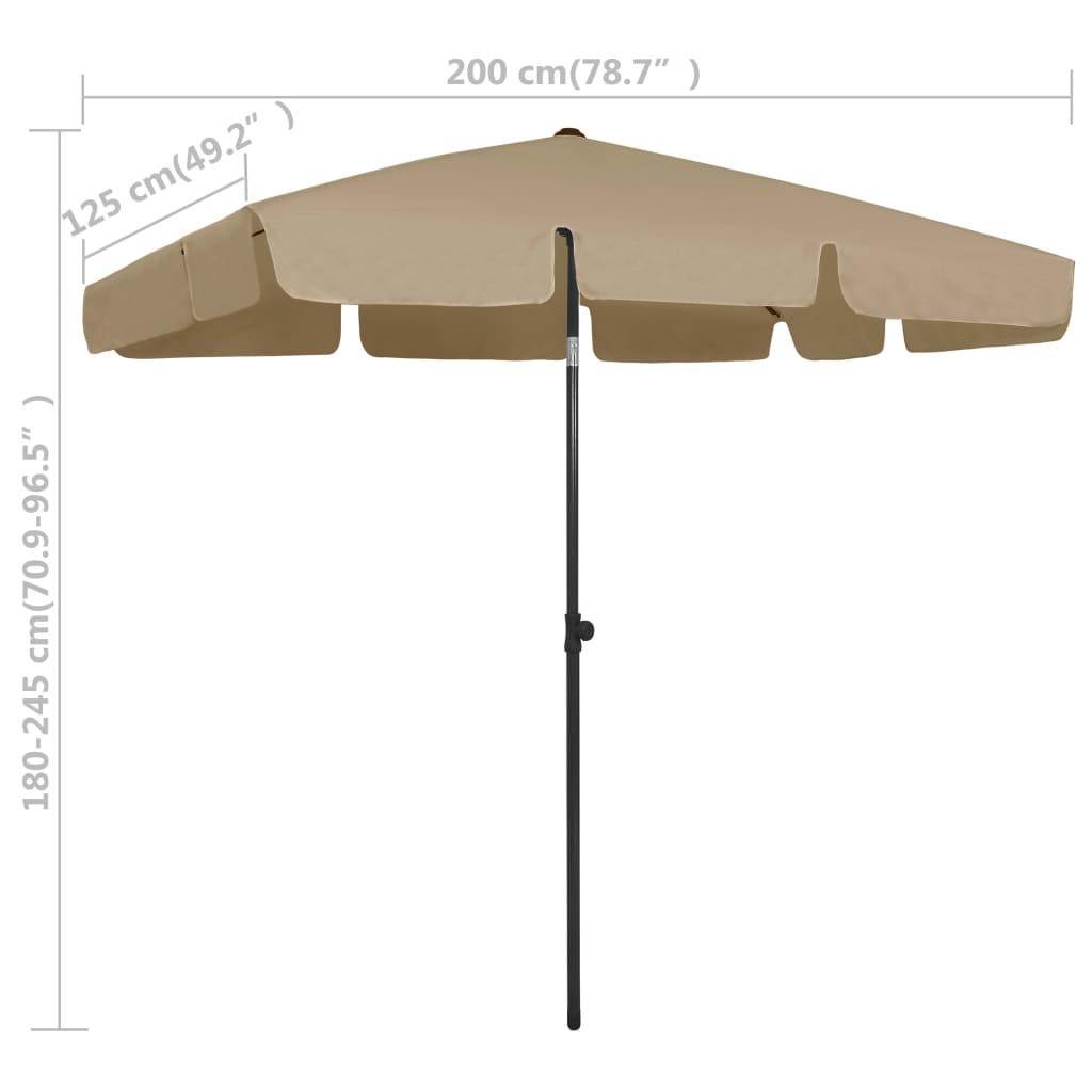 vidaXL Beach Umbrella Taupe 78.7"x49.2"