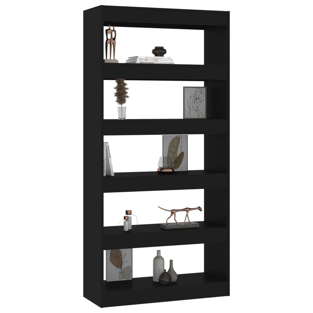 vidaXL Book Cabinet/Room Divider Black 31.5"x11.8"x65.4" Engineered Wood