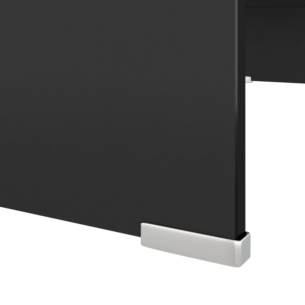 vidaXL TV Stand/Monitor Riser Glass Black 27.6"x11.8"x5.1"