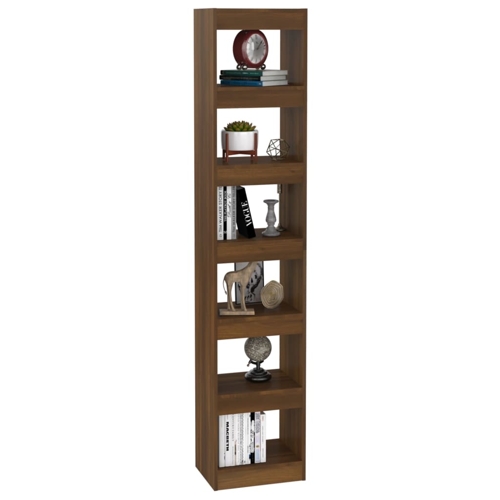 vidaXL Book Cabinet/Room Divider Brown Oak 15.7"x11.8"x78"