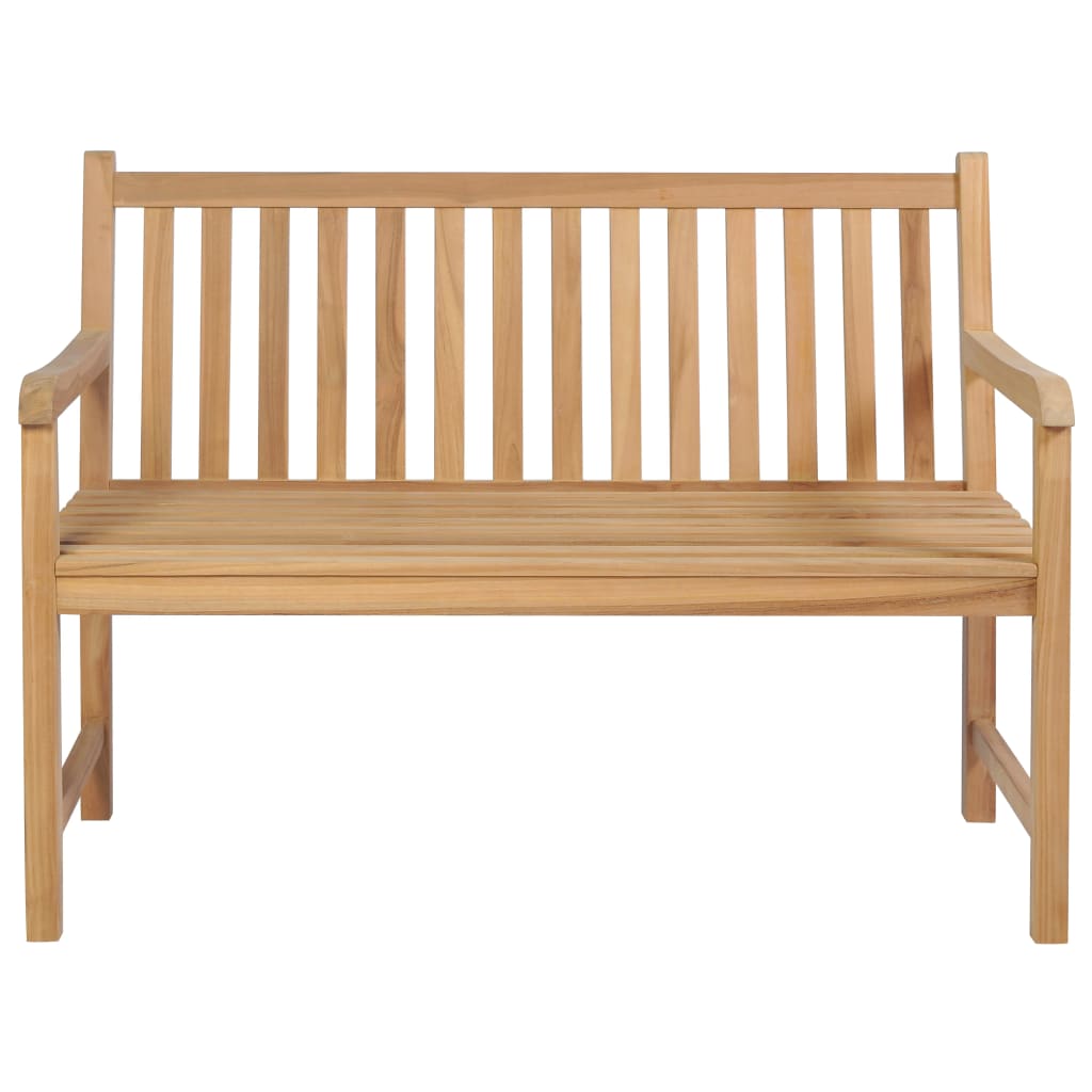 vidaXL Patio Bench with Wine Red Cushion 47.2" Solid Teak Wood