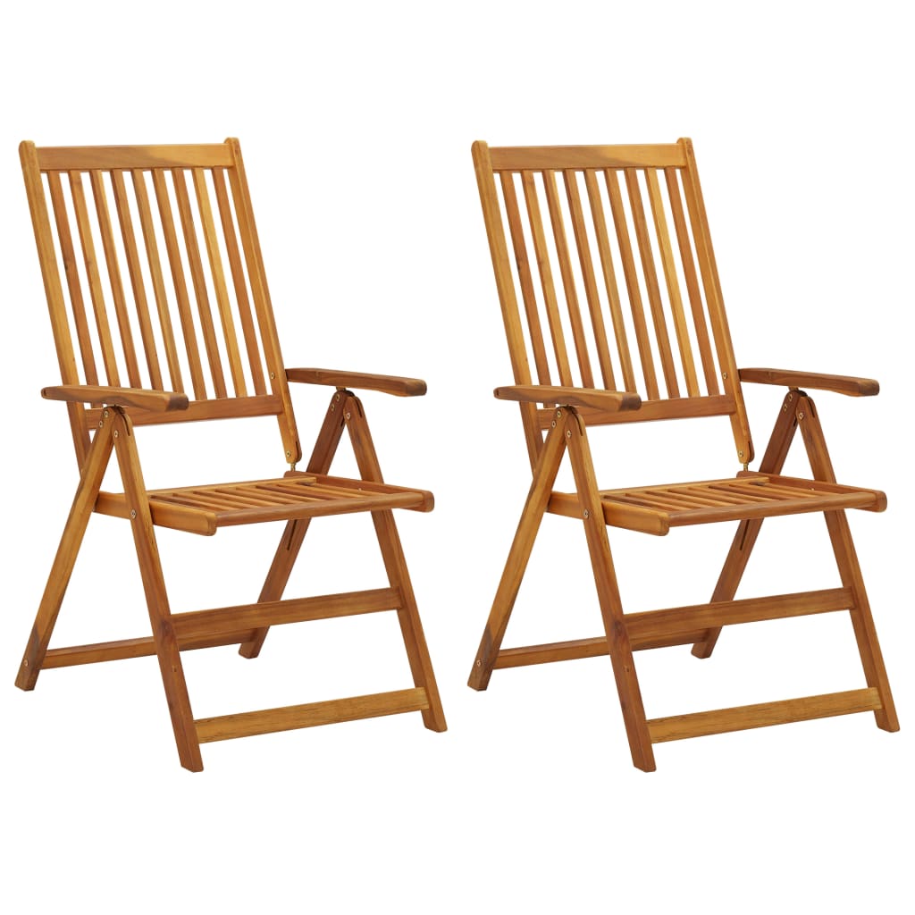 vidaXL Patio Reclining Chairs 2 pcs with Cushions Solid Acacia Wood