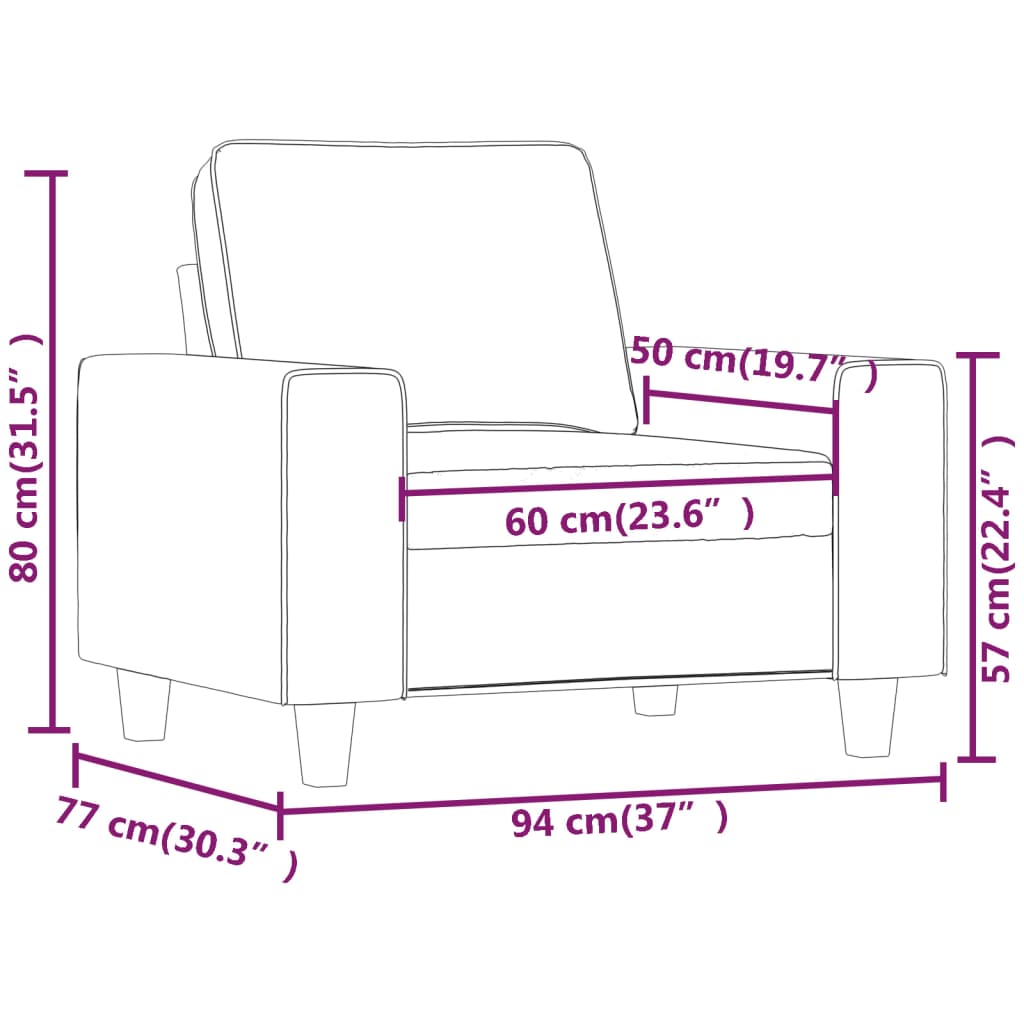 vidaXL Sofa Chair Light Gray 23.6" Microfiber Fabric