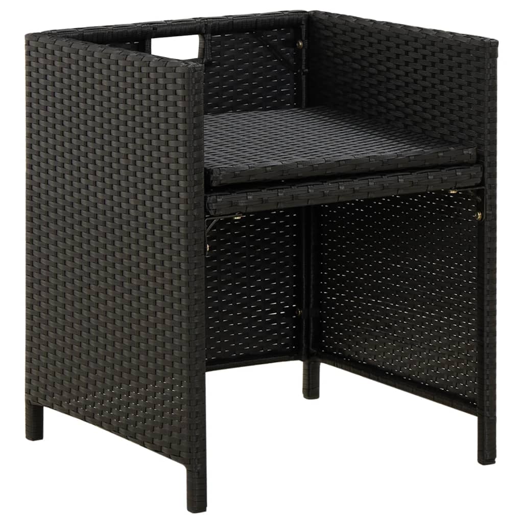 vidaXL Patio Chairs with Cushions 4 pcs Poly Rattan Black