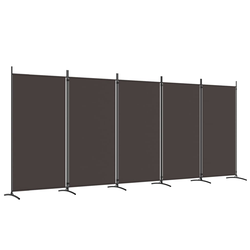 vidaXL 5-Panel Room Divider Brown 170.5"x70.9" Fabric