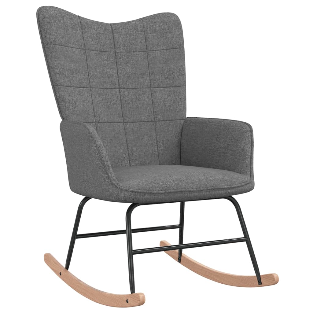 vidaXL Rocking Chair with a Stool Dark Gray Fabric