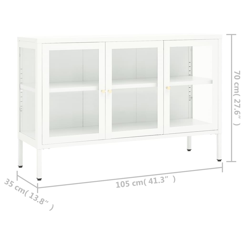 vidaXL Sideboard White 41.3"x13.8"x27.6" Steel and Glass