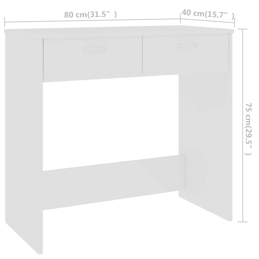 vidaXL Desk White 31.5"x15.7"x29.5" Engineered Wood
