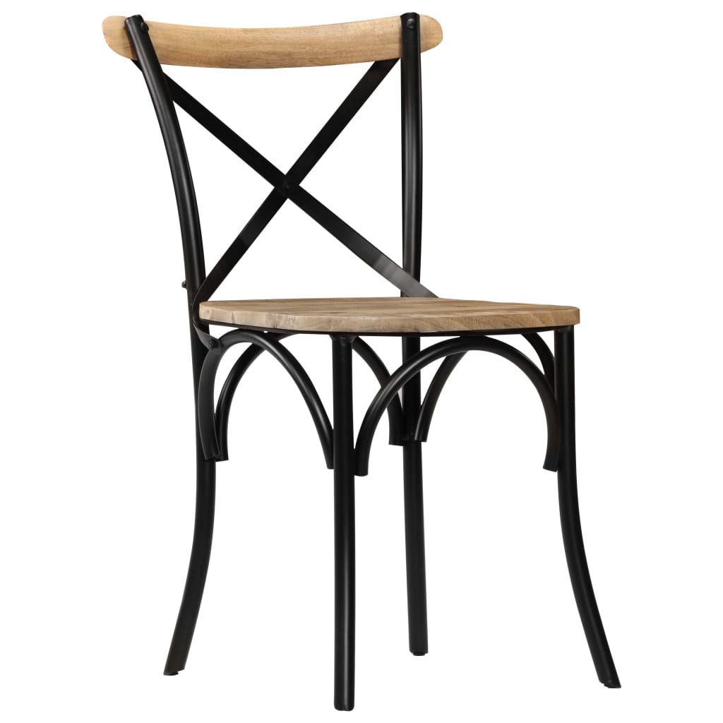 vidaXL Cross Chairs 4 pcs Black Solid Mango Wood