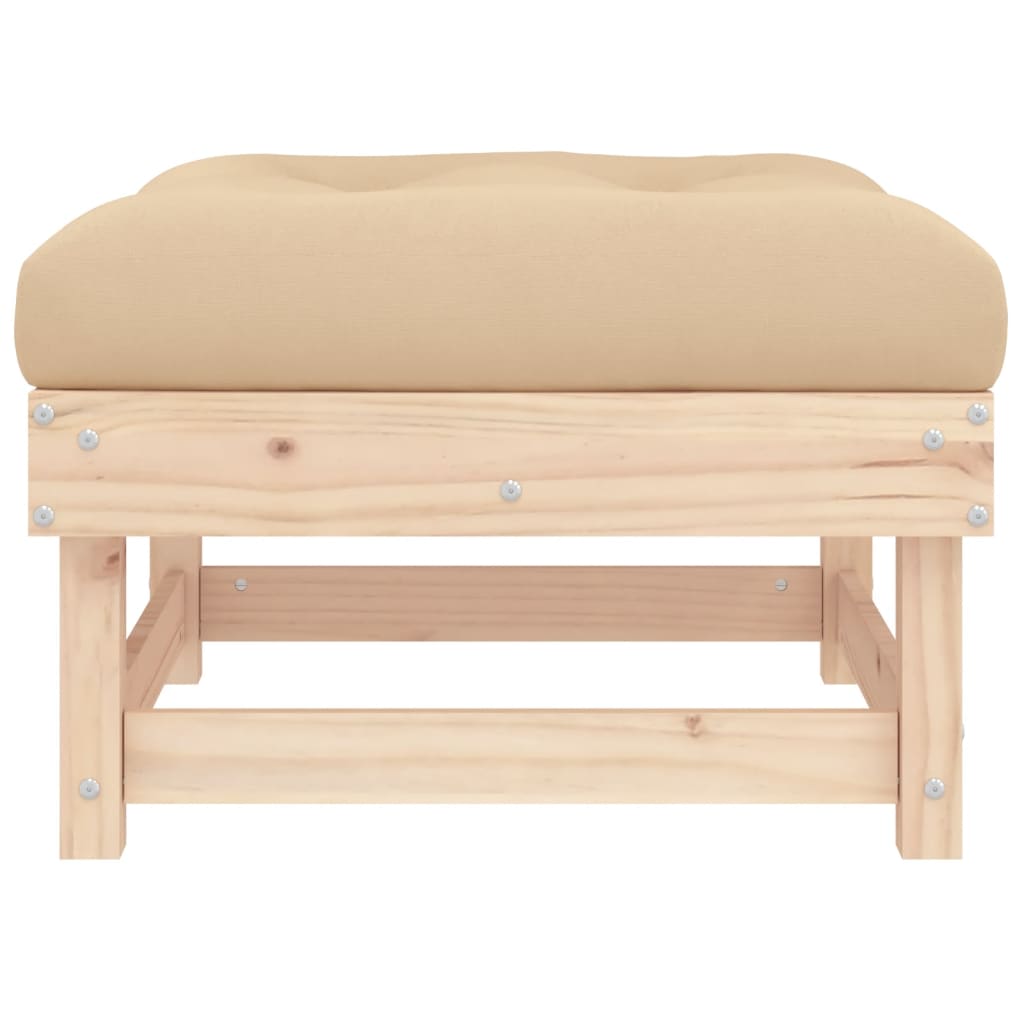 vidaXL Patio Footstools with Cushions 2pcs Solid Wood Pine