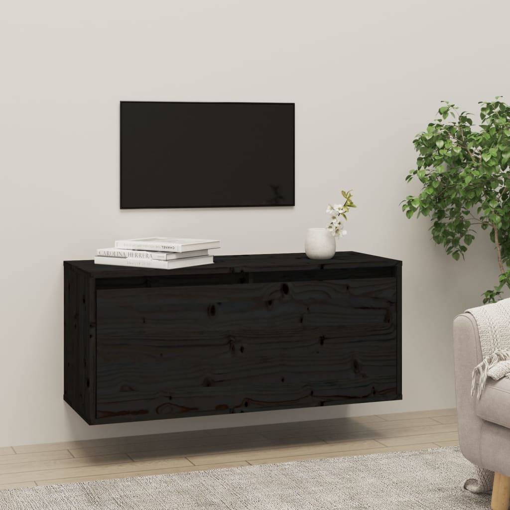 vidaXL Wall Cabinet Black 31.5"x11.8"x13.8" Solid Wood Pine