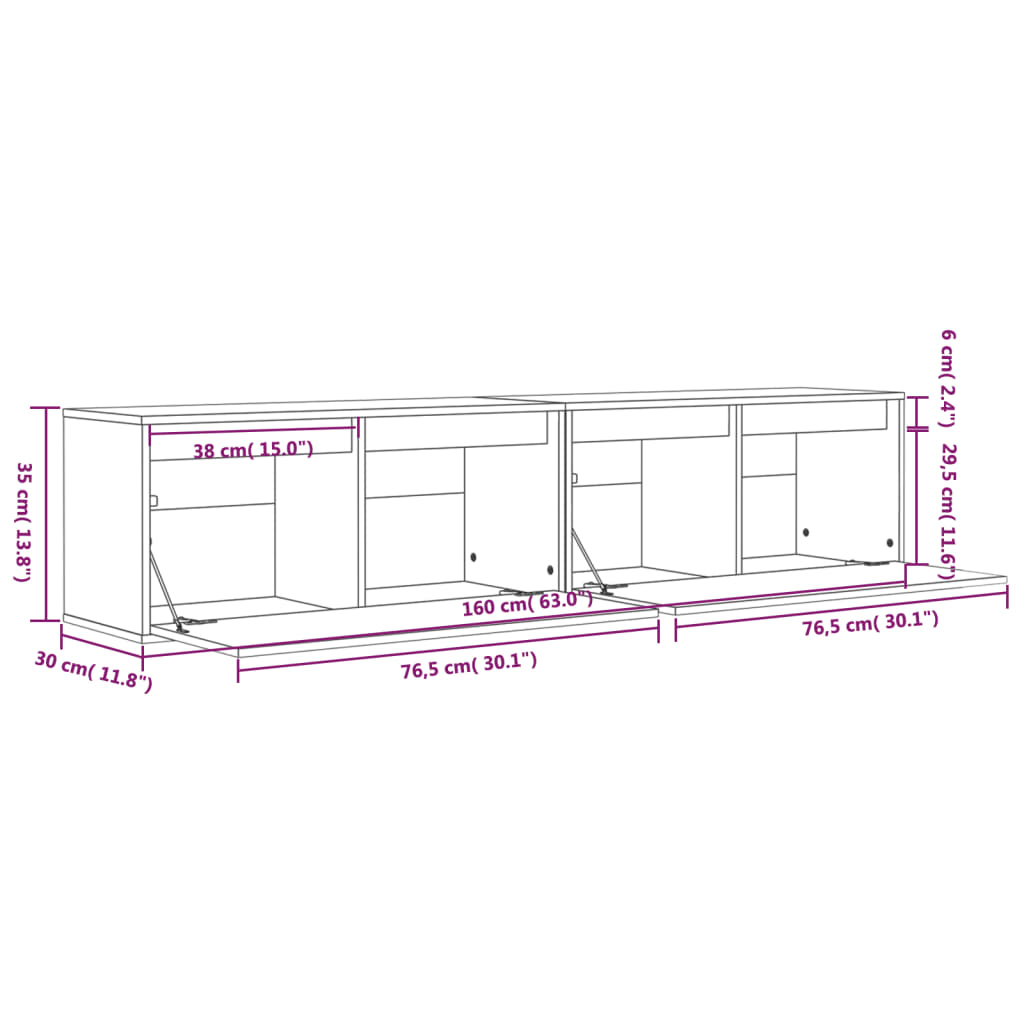 vidaXL Wall Cabinets 2 pcs White 31.5"x11.8"x13.8" Solid Wood Pine