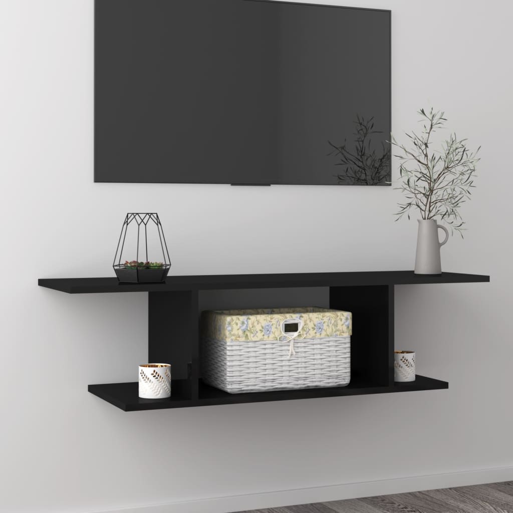 vidaXL Wall Mounted TV Stand High Gloss Black 40.6"x11.8"x10.4"