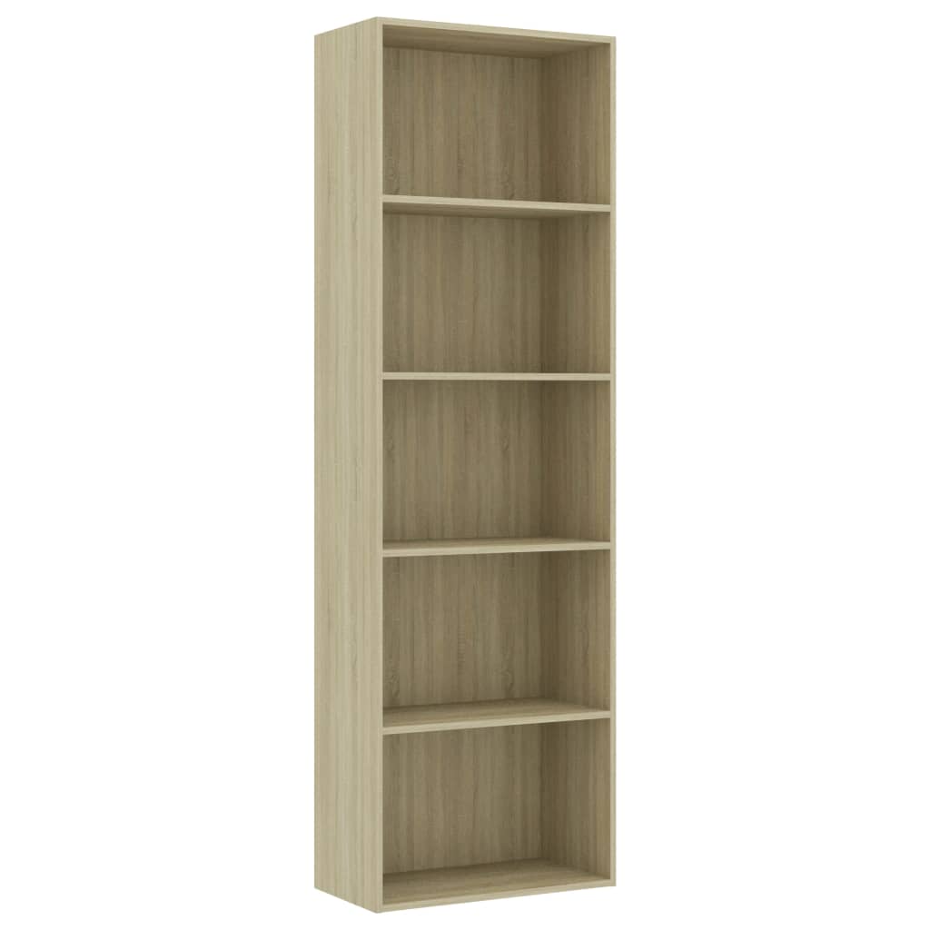 vidaXL 5-Tier Book Cabinet Sonoma Oak 23.6"x11.8"x74.4" Engineered Wood