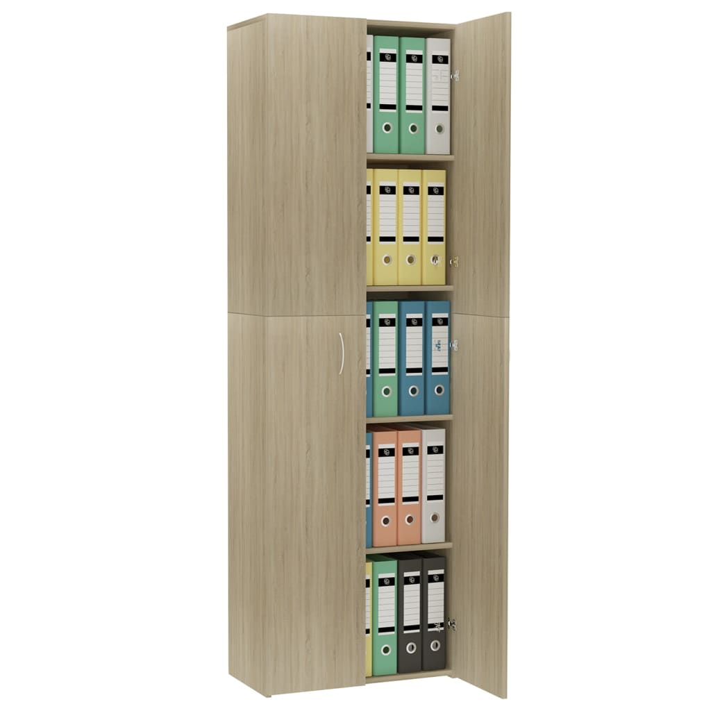 vidaXL Office Cabinet Sonoma Oak 23.6"x12.6"x74.8" Engineered Wood
