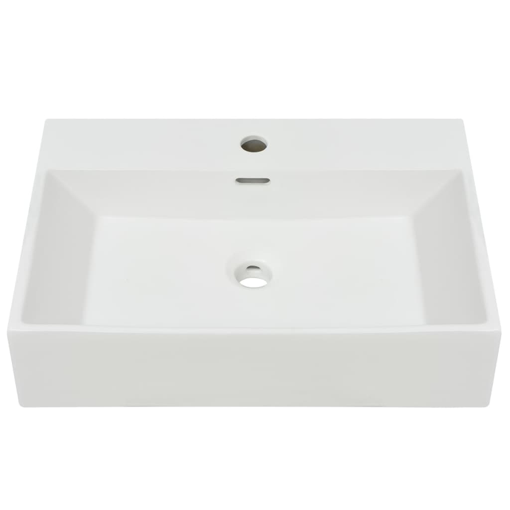 vidaXL Basin with Faucet Hole Ceramic White 23.8"x16.7"x5.7"