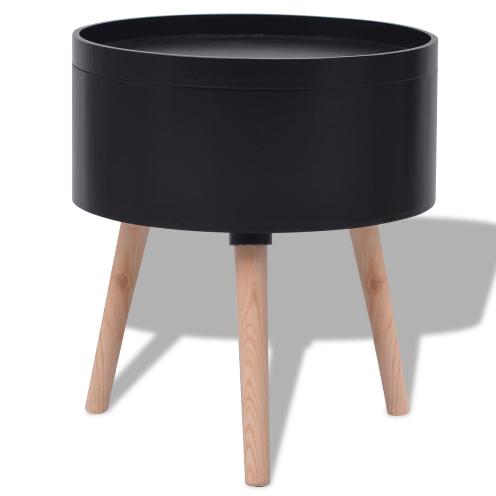 vidaXL Side Table with Serving Tray Round 15.6"x17.5" Black