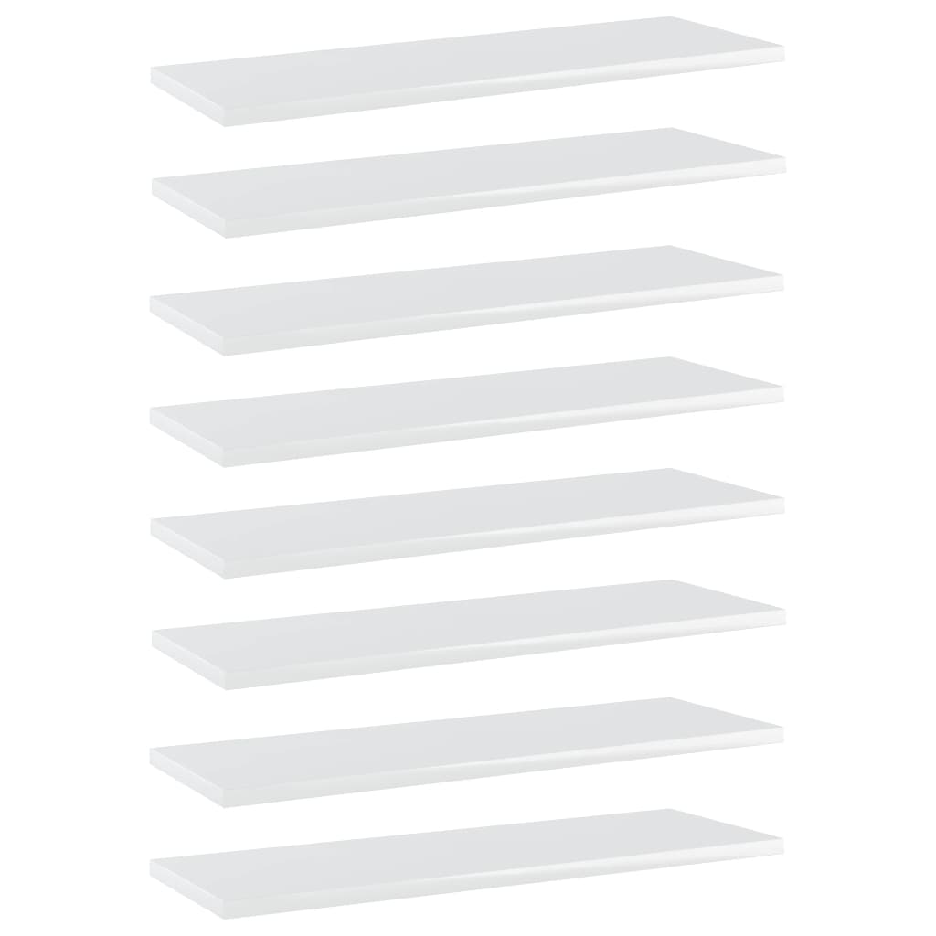vidaXL Bookshelf Boards 8 pcs High Gloss White 23.6"x7.9"x0.6" Chipboard