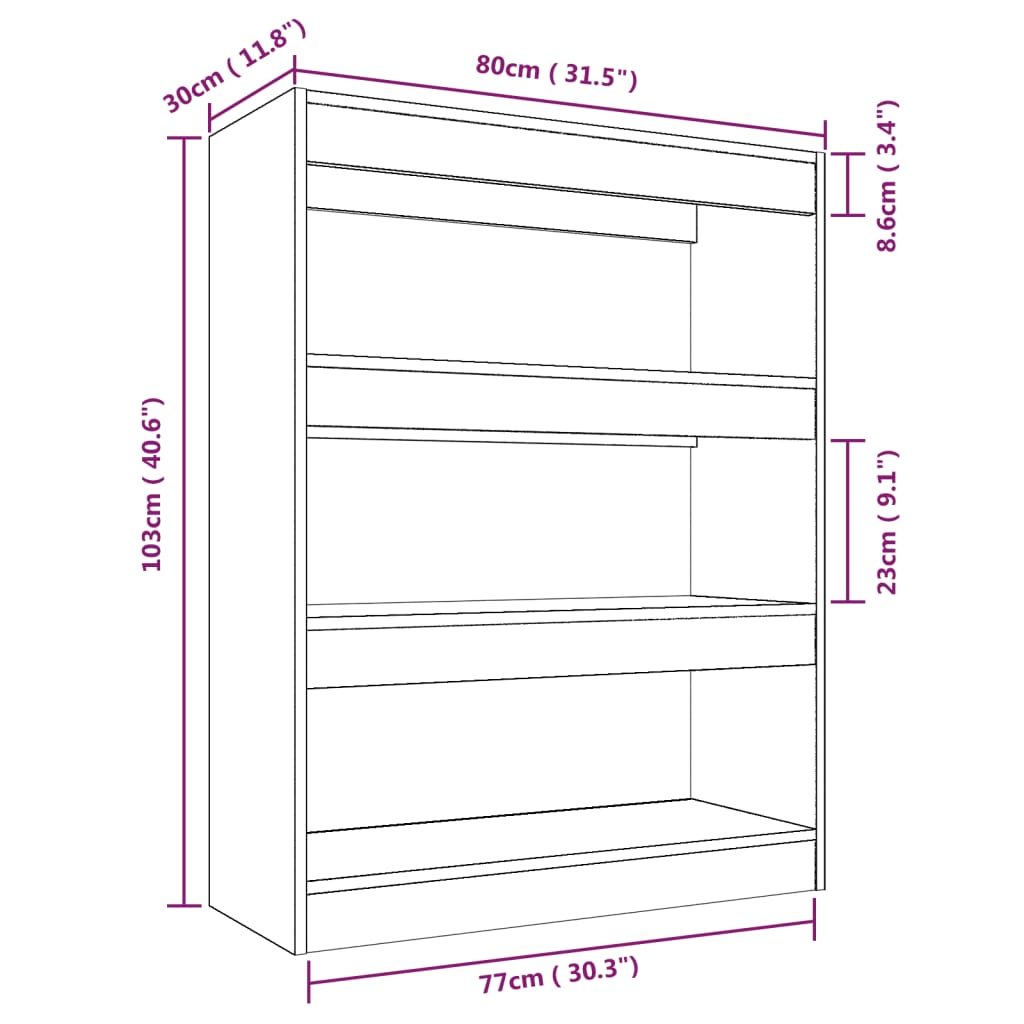 vidaXL Book Cabinet/Room Divider Smoked Oak 31.5"x11.8"x40.6" Engineered wood