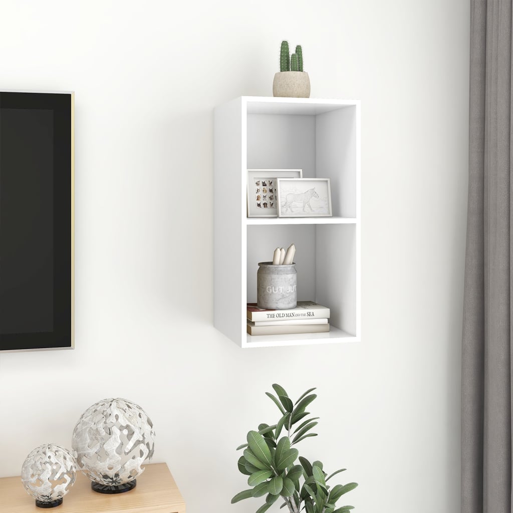 vidaXL Wall-mounted TV Cabinet White 14.6"x14.6"x28.3" Chipboard