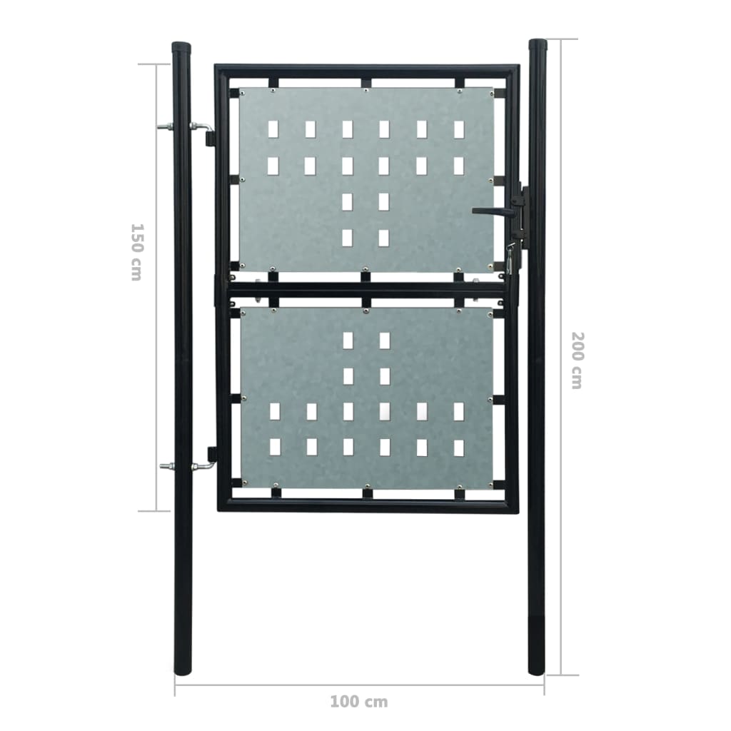 vidaXL Black Single Door Fence Gate 39.4"x78.7"