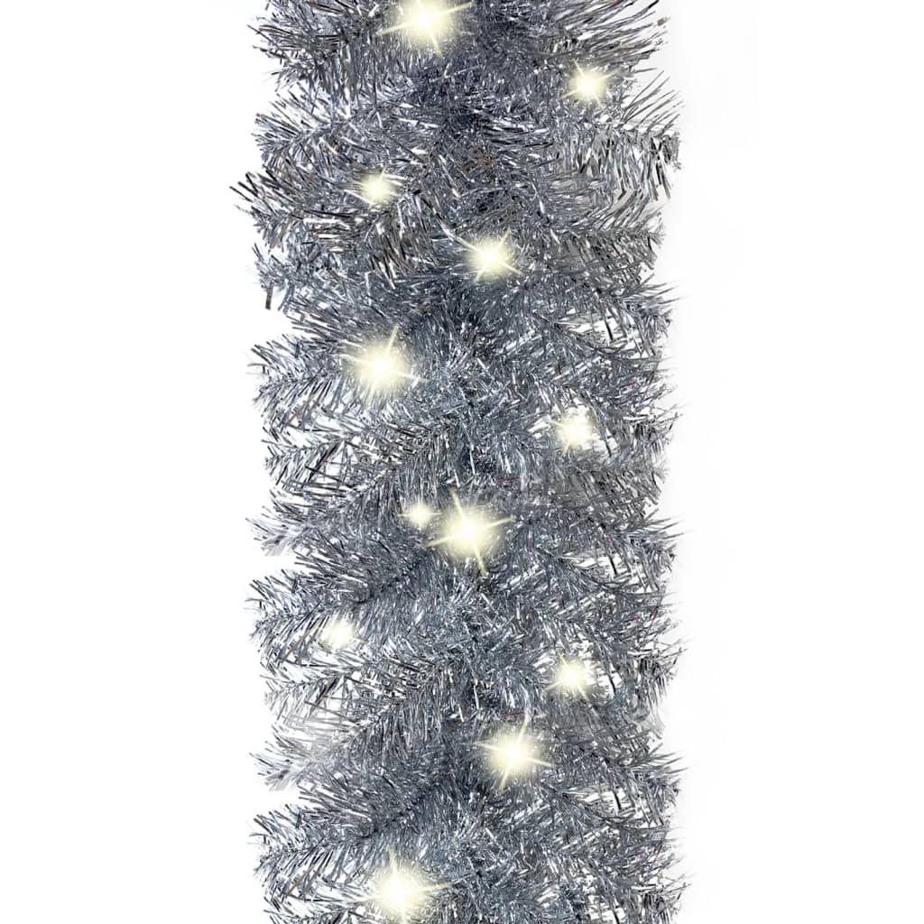 vidaXL Christmas Garland with LED Lights 393.7" Silver