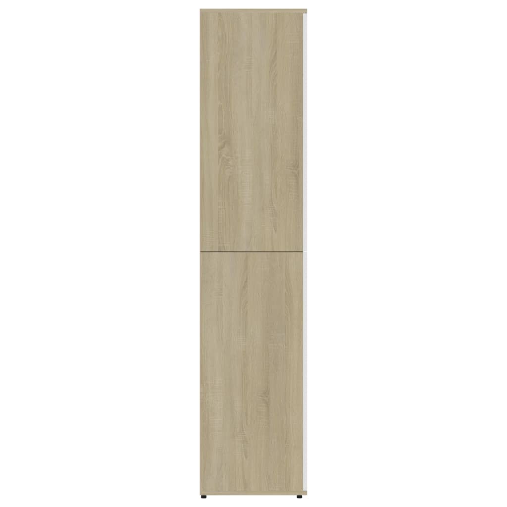 vidaXL Shoe Cabinet White and Sonoma Oak 31.5"x15.4"x70.1" Engineered Wood