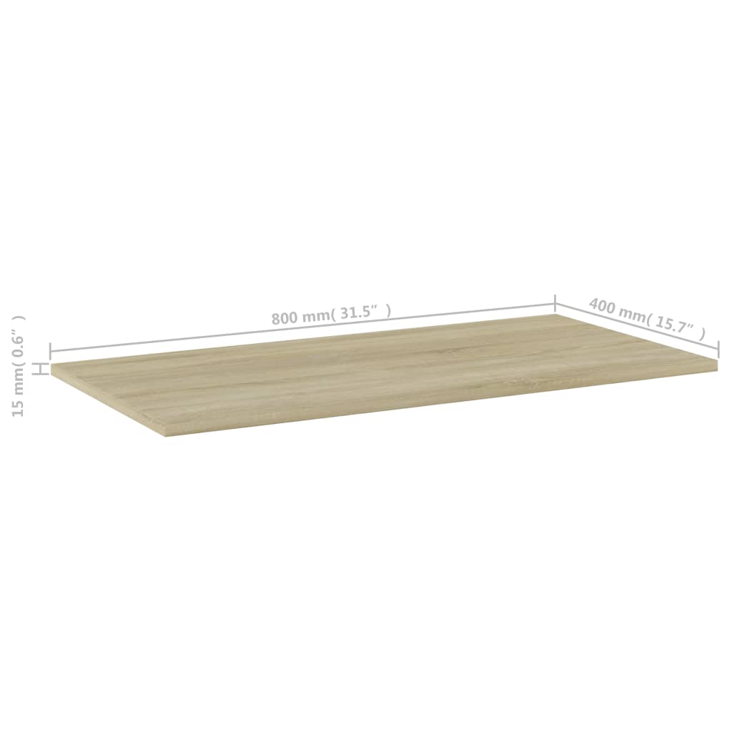 vidaXL Bookshelf Boards 4 pcs Sonoma Oak 31.5"x15.7"x0.6" Chipboard