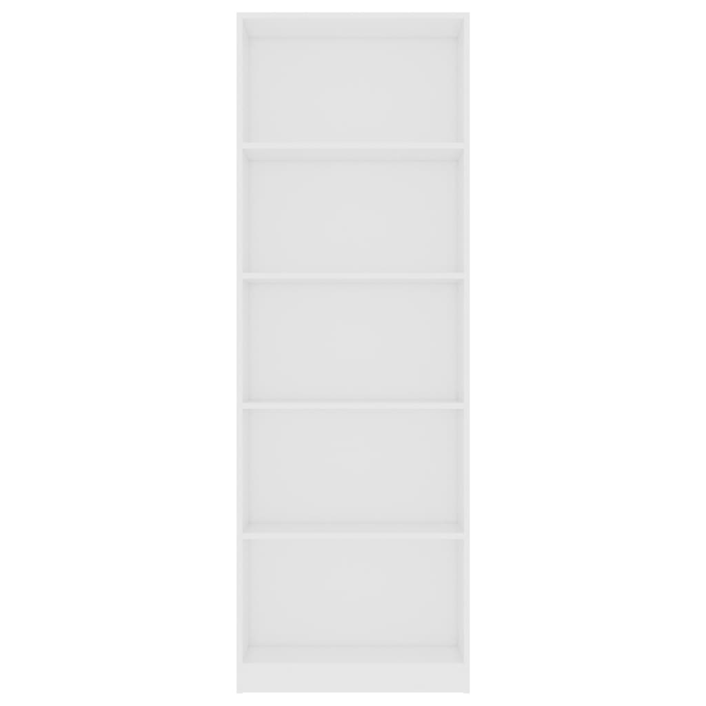 vidaXL 5-Tier Book Cabinet White 23.6"x9.4"x68.9" Engineered Wood