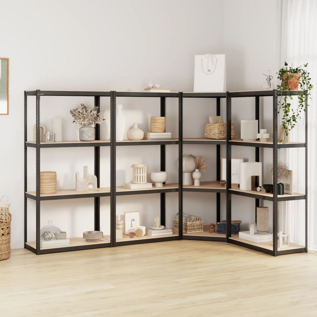 vidaXL 4-Layer Shelves 4 pcs Anthracite Steel&Engineered Wood