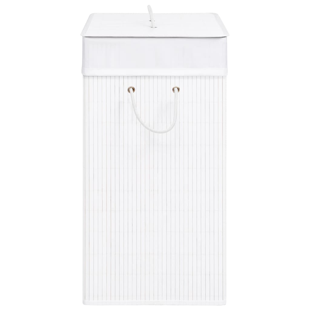 vidaXL Bamboo Laundry Basket with 2 Sections White 26.4 gal