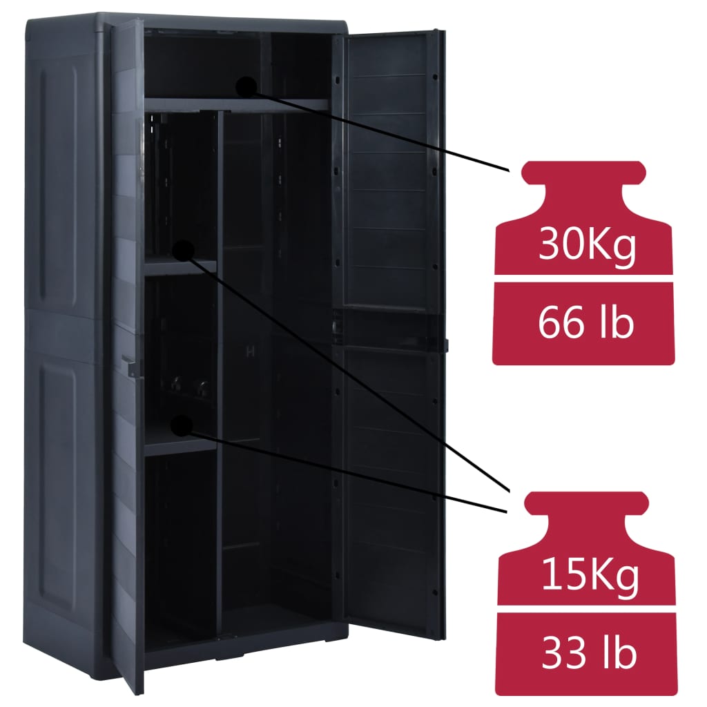 vidaXL Garden Storage Cabinet XL 30.7"x18.1"x68.9" Plastic
