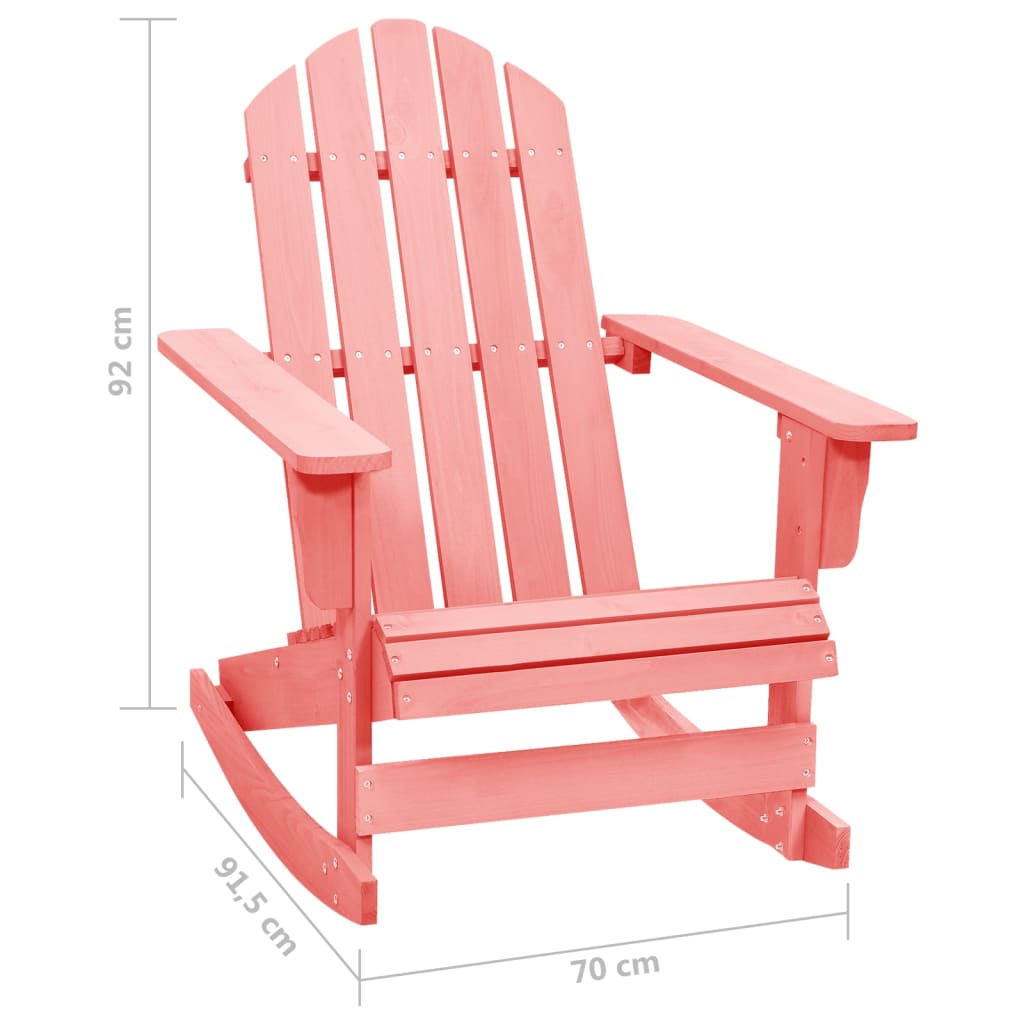 vidaXL Patio Adirondack Rocking Chair Solid Fir Wood Pink