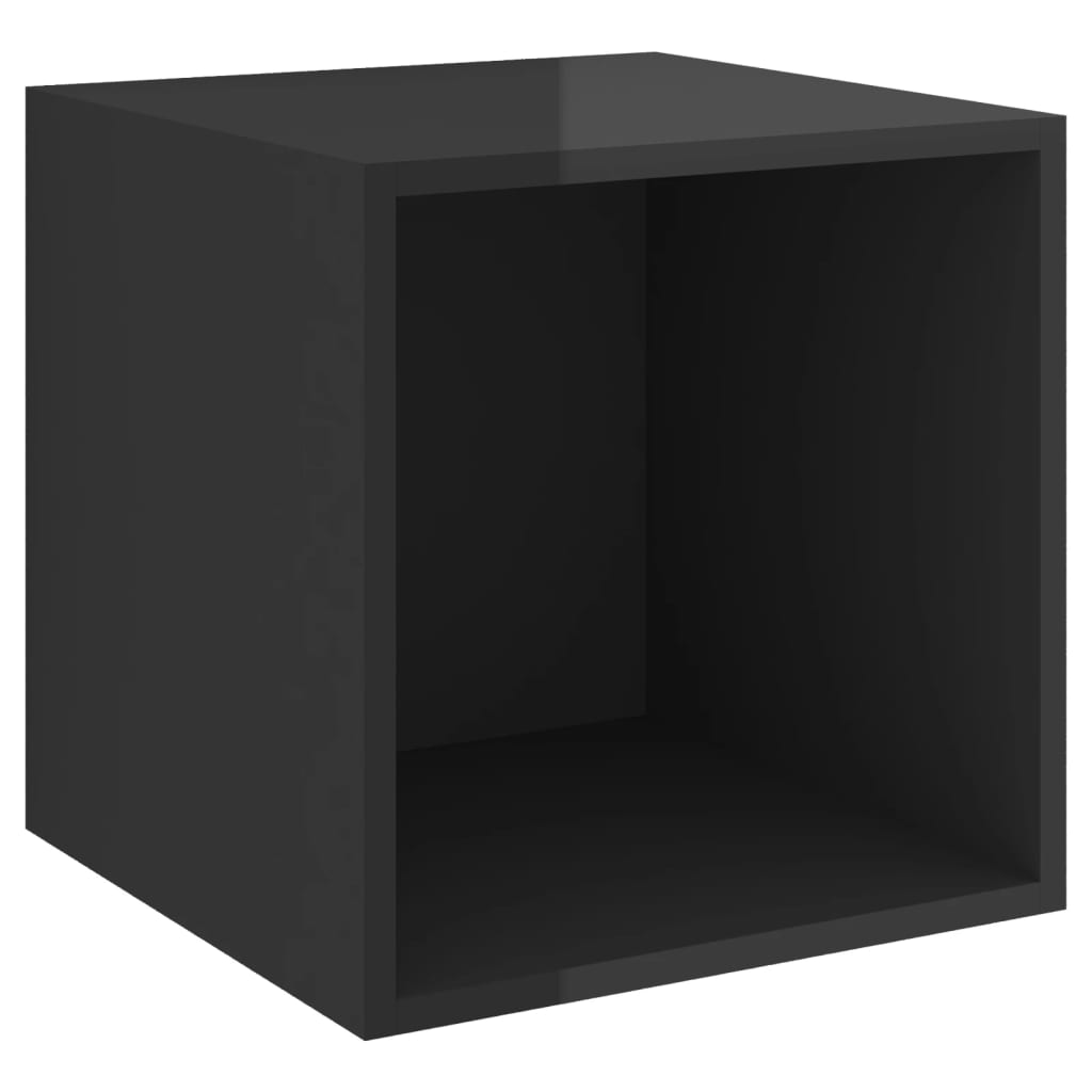 vidaXL Wall Cabinet High Gloss Black 14.6"x14.6"x14.6" Chipboard