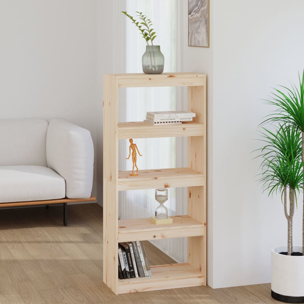 vidaXL Book Cabinet/Room Divider 23.6"x11.8"x53.3" Solid Wood Pine