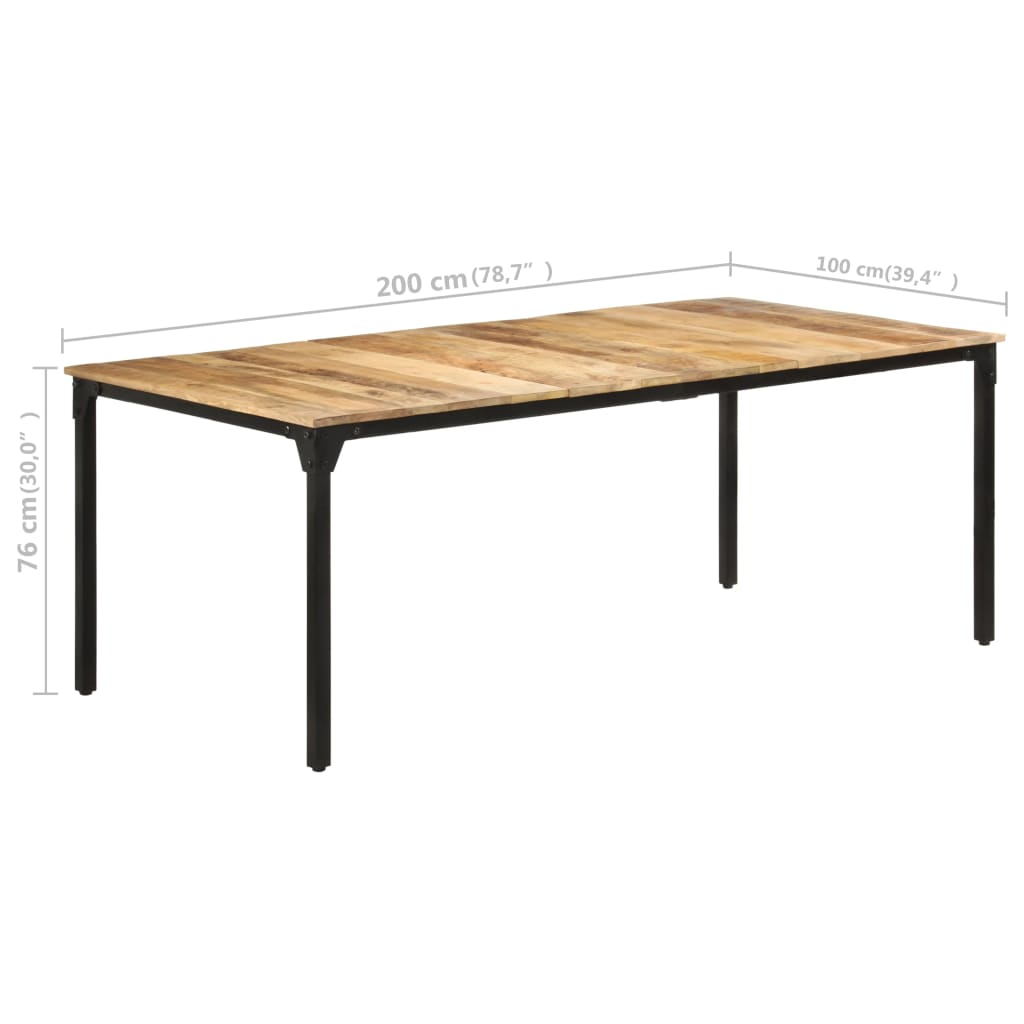 vidaXL Dining Table 78.7"x39.4"x29.9" Rough Mango Wood