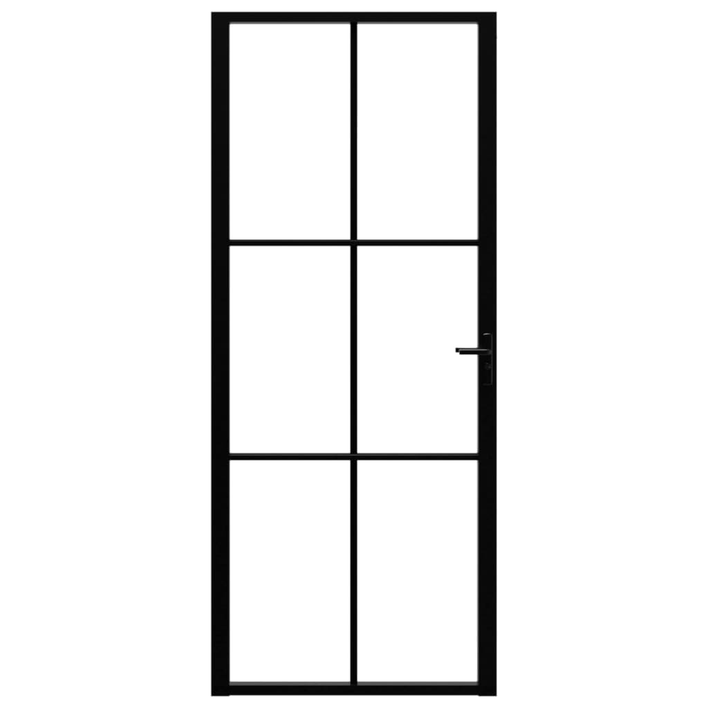 vidaXL Interior Door ESG Glass and Aluminum 32.7"x79.3" Black