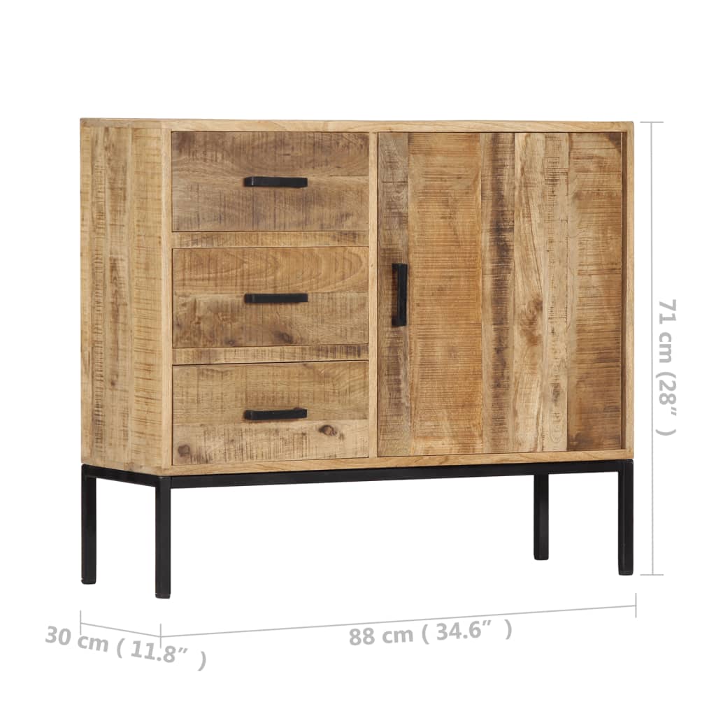 vidaXL Sideboard 34.6"x11.8"x27.9" Solid Mango Wood