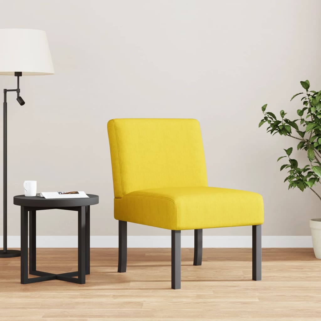 vidaXL Slipper Chair Light Yellow Fabric