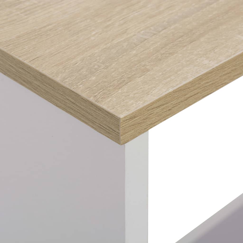 vidaXL Bar Table with 2 Table Tops White and Oak 51.2"x15.7"x47.2"