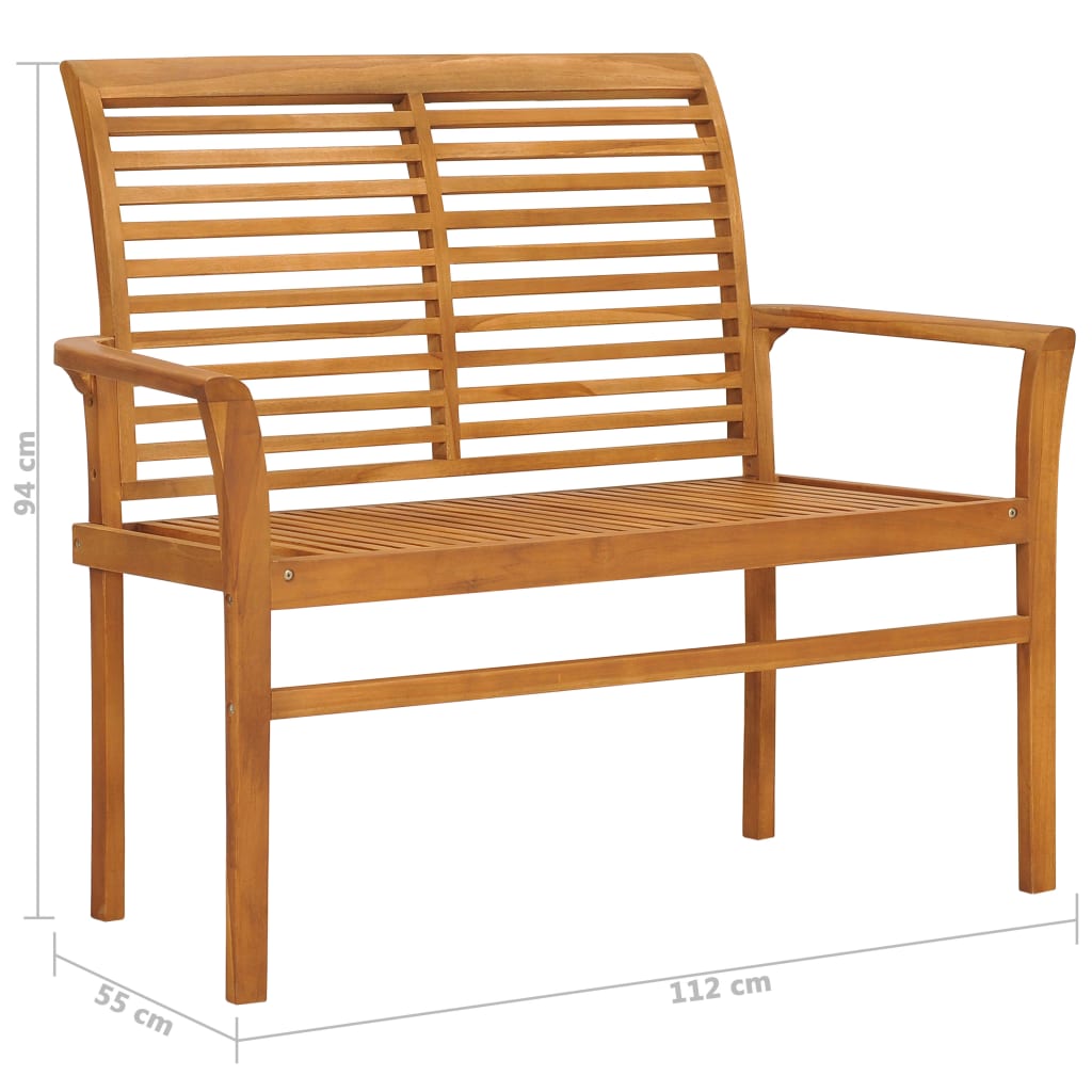 vidaXL Patio Bench with Anthracite Cushion 44.1" Solid Teak Wood