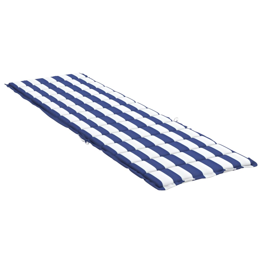 vidaXL Sun Lounger Cushion Blue&White Stripe Oxford Fabric