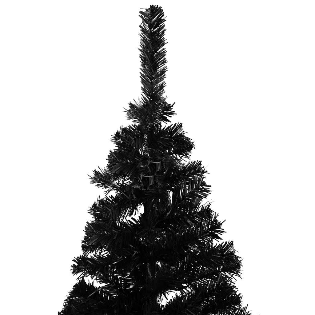 vidaXL Artificial Christmas Tree with LEDs&Stand Black 47.2" PVC