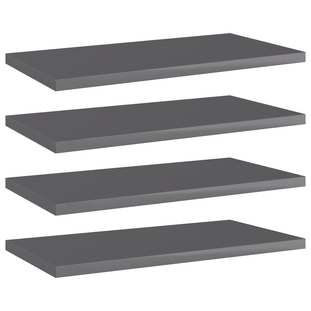 vidaXL Bookshelf Boards 4 pcs High Gloss Gray 15.7"x7.9"x0.6" Chipboard